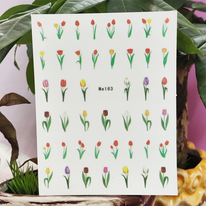 3D Nálepky na Nechty, Jarné Kvety Tulipány Bud Design Nechtov umeleckou Výzdobou Manikúra Nálepky Jazdcov na Nechty, Fólie, Doplnky Obrázok 0