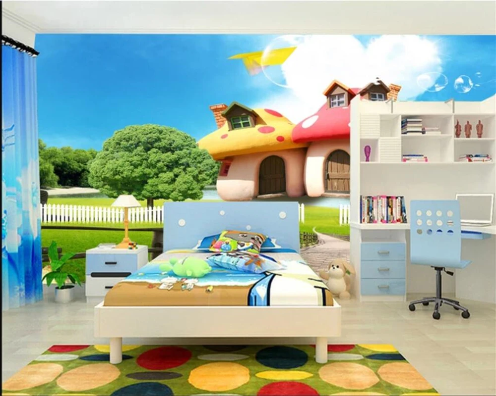 beibehang Vlastné foto tapety 3d maľby cartoon húb miestnosti, detskej izby nástenná maľba pozadia dekoratívne maľby nástenné papier Obrázok 2