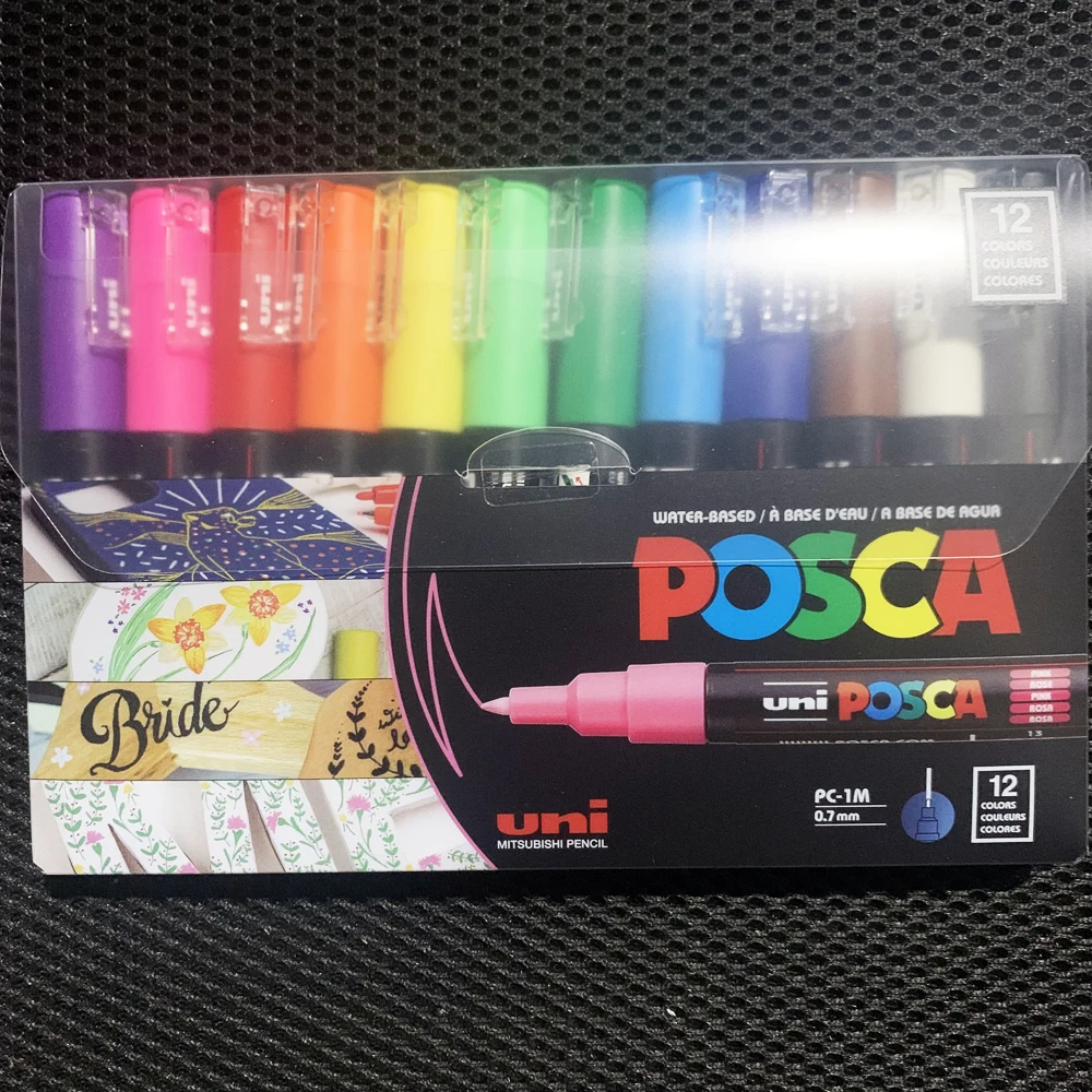 Japonsko Uni Posca PC-1 M-12C Paint Marker Pero, 0.7 mm Extra Jemné Bod, Akryl na báze Vody Nepremokavé Maľovanie Rysovacie Perá Darček Obrázok 0