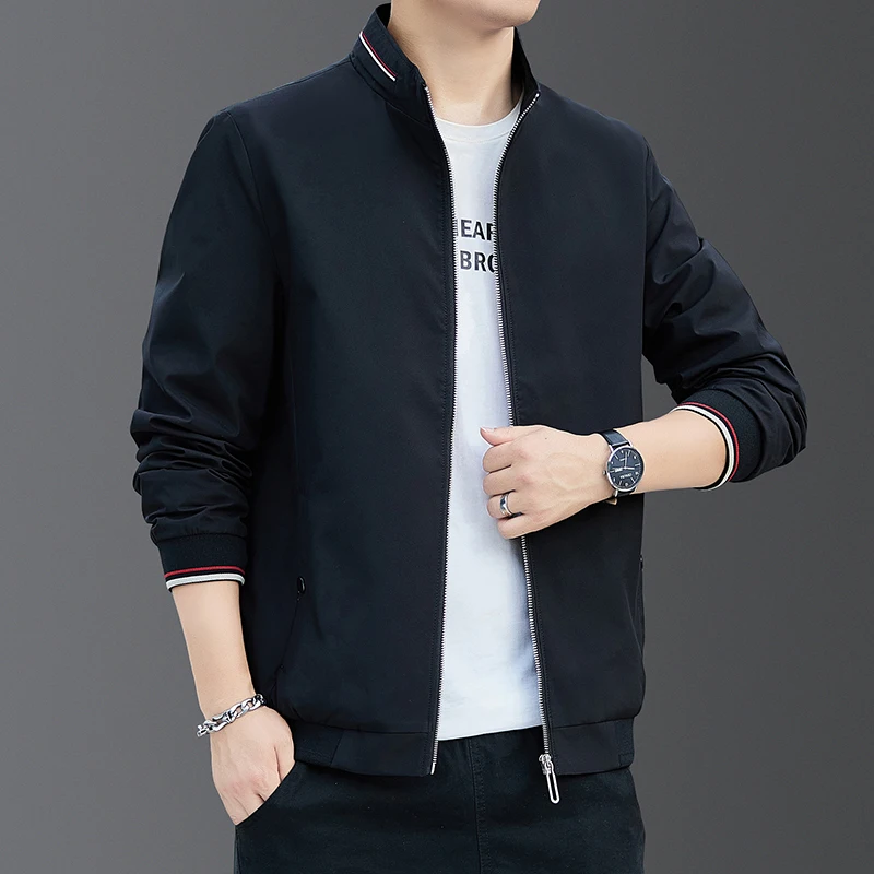 Najnovšie Jar a na Jeseň Bunda kórejský pánske Sako Slim Business Kabát Trend Tenké Bežné Farbou Top Mens Bundy pre Khaki Obrázok 5