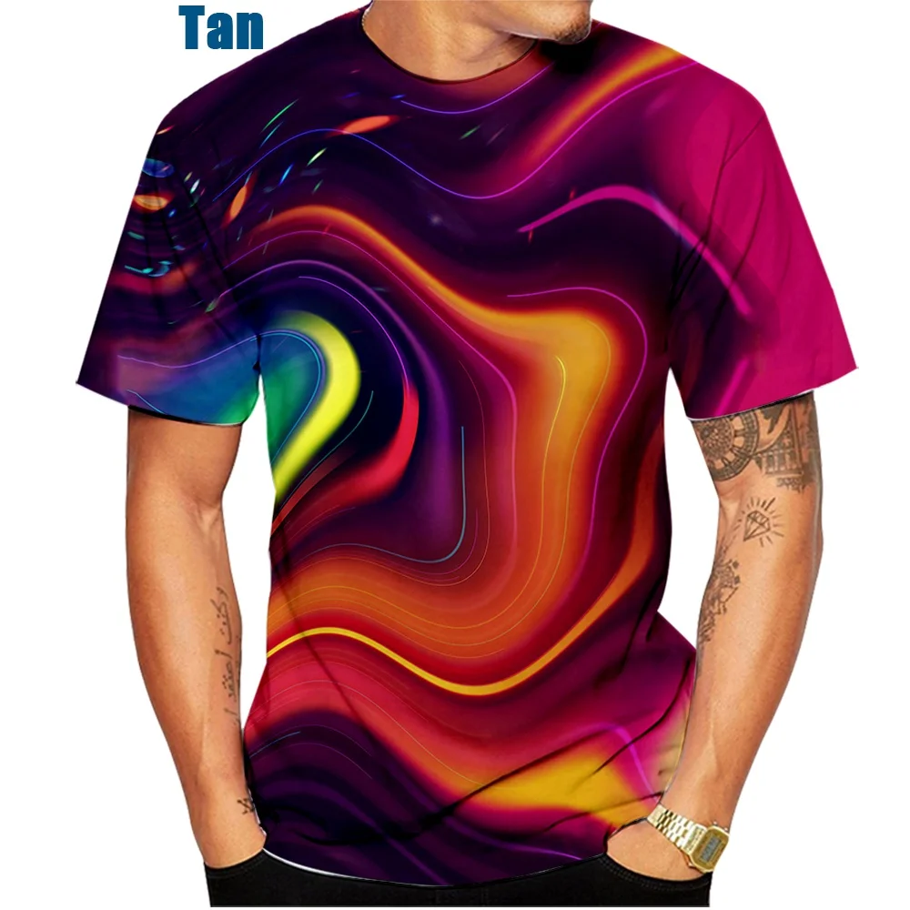 Nové Módne Najnovšie 3D Rainbow Corlorful Tlače Čiernej A Bielej Závrat HypnoticT Módne Tričko-Krátke rukávy T-shirt Obrázok 1