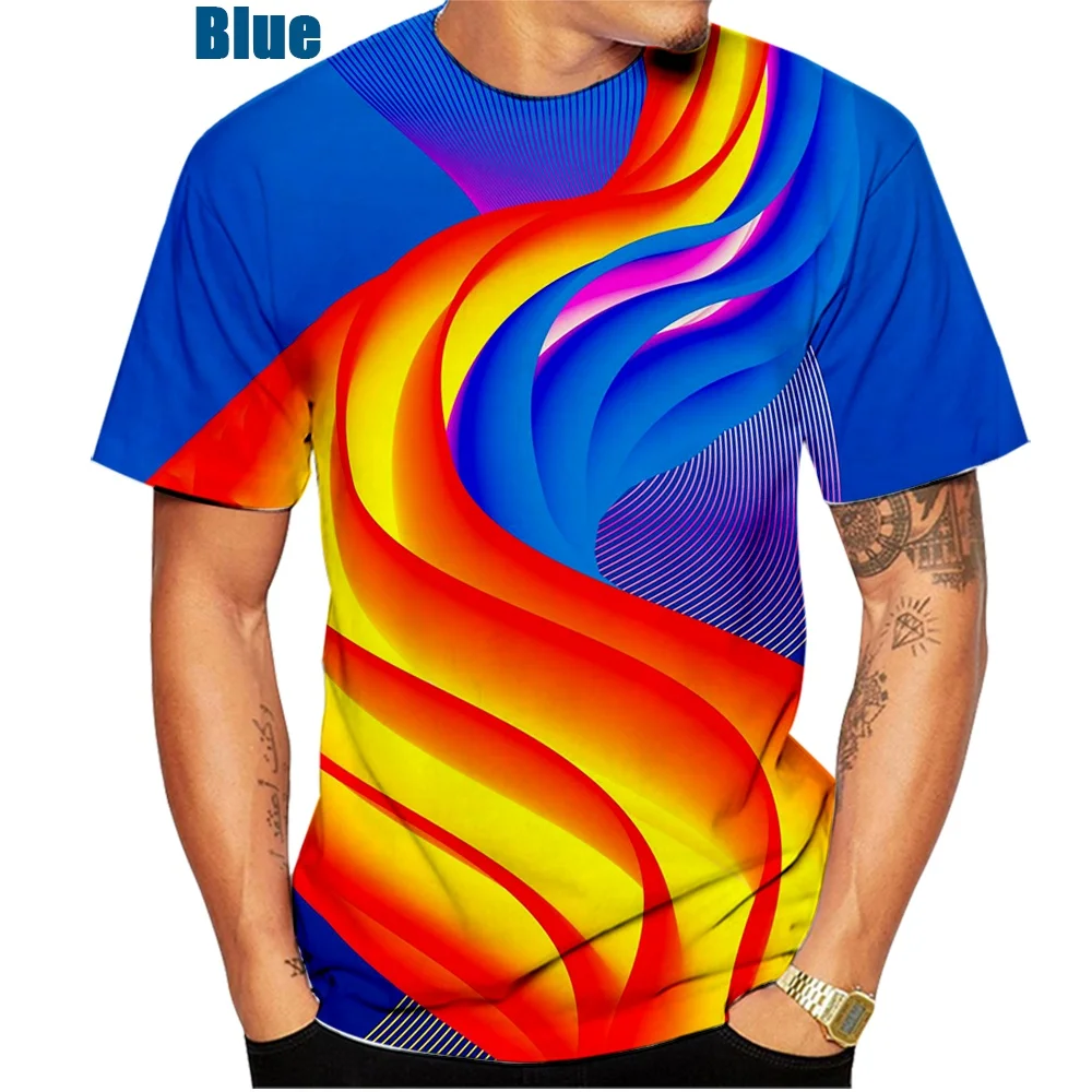 Nové Módne Najnovšie 3D Rainbow Corlorful Tlače Čiernej A Bielej Závrat HypnoticT Módne Tričko-Krátke rukávy T-shirt Obrázok 3