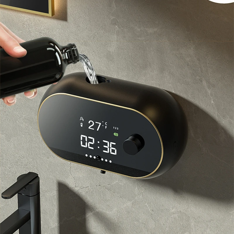 Prenosné Automatické Indukčné Ručné Umývanie Sanitizer Čas, Zobrazenie Teploty USB Nabíjanie Wall Mount Automatické Penové Mydlá Obrázok 0