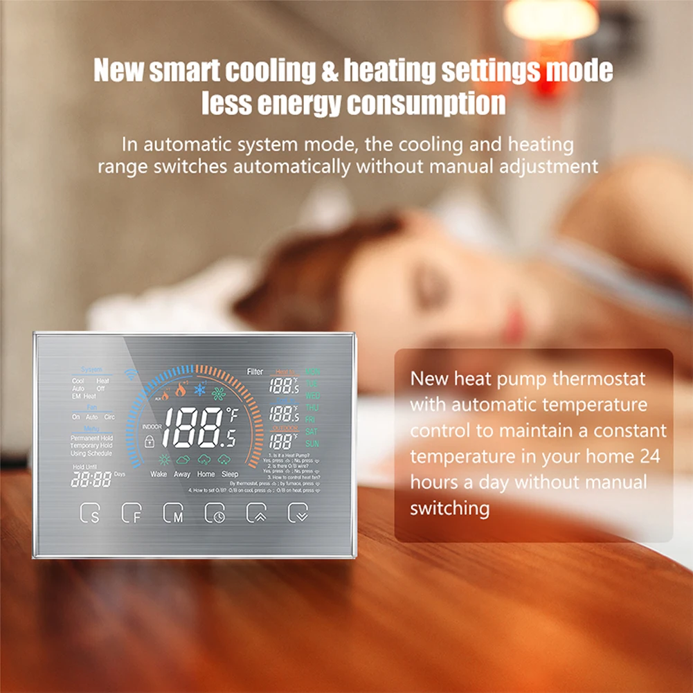 Qiumi Smart Wifi Termostaty Kompatibilný so Alexa Domovská stránka Google Vhodný pre Vzduch a Zem Energie, Tepelné Čerpadlá Obrázok 5