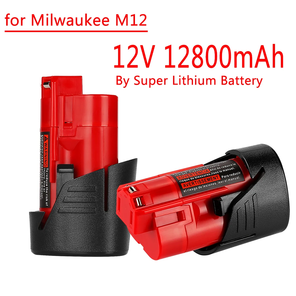 12V Batérie Milwaukee 12.8 Ah Kompatibilný s Milwaukee M12 XC 48-11-2410 48-11-2420 48-11-2411 12-Volt Akumulátorové Náradie Batérie Obrázok 0