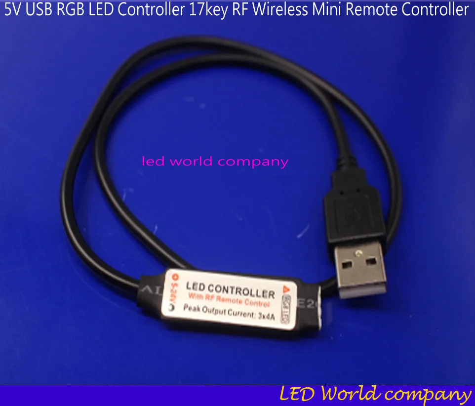 17key RF Wireless Mini Diaľkové ovládanie DC5V-24v USB RGB LED ovládač pre RGB 3528 5050 smd Led Pásy pásky osvetlenie 5v Obrázok 2