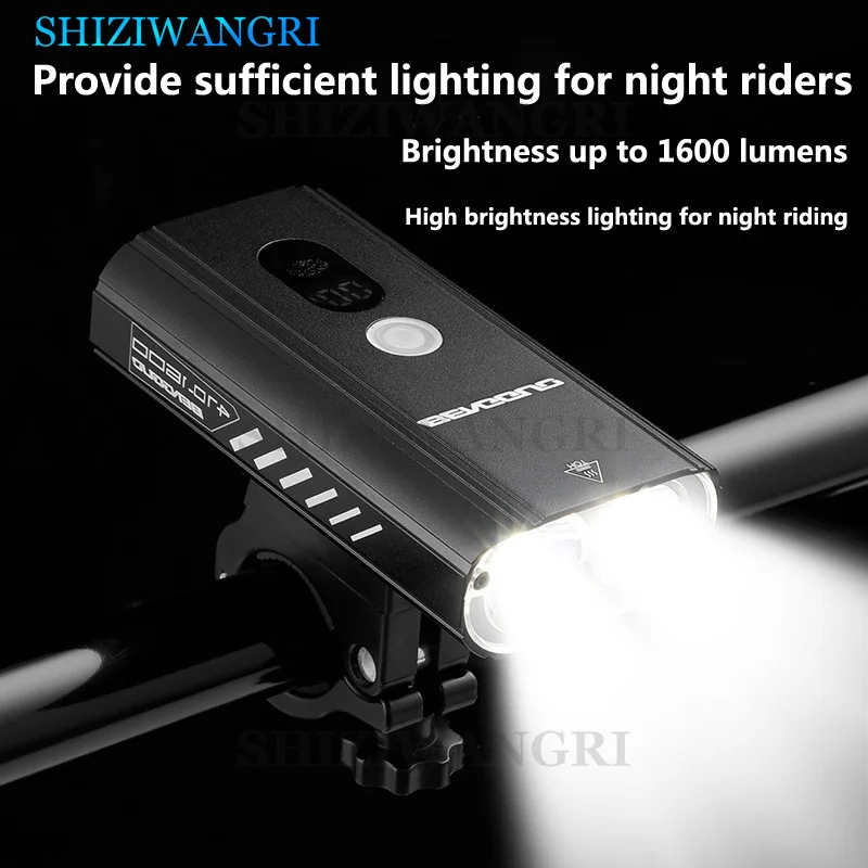 1pc Bicyklov Svetla LED USB Nabíjateľné 1600LM Digitálny indikátor Batérie Vodotesné 5 Režimov MTB, Road Bike Svetlometu Nočné Osvetlenie Obrázok 2