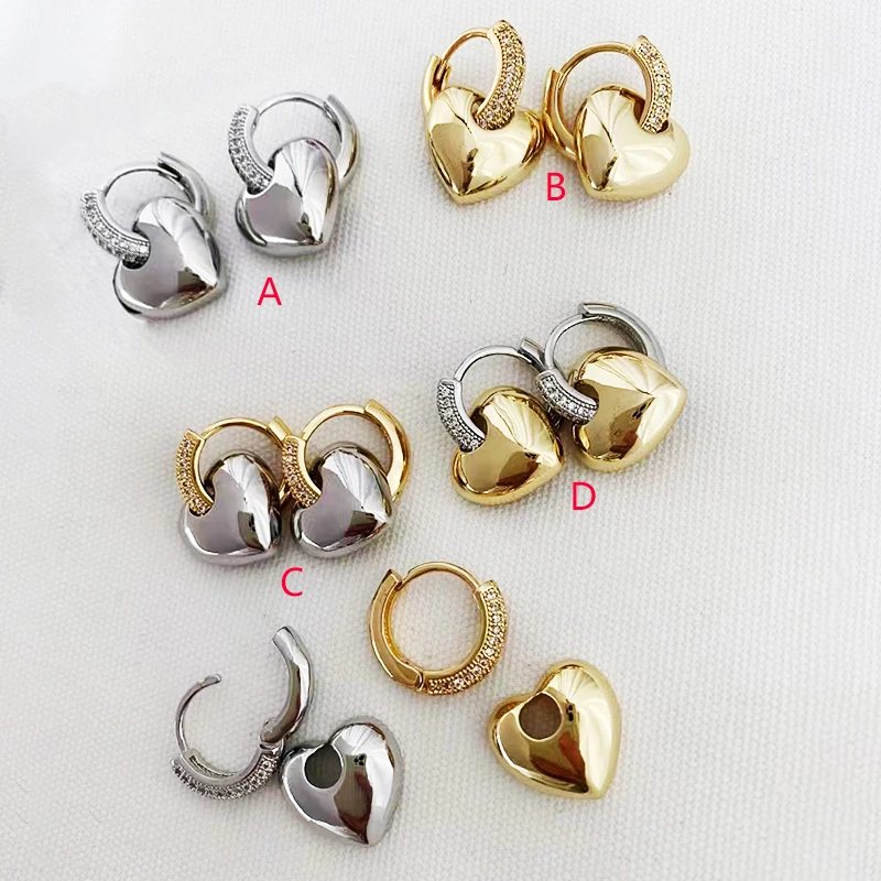 5 Párov Krásne srdce visieť náušnice mix striebro zlato farby Gloomy minimalistický šperky pre ženy 30526 Obrázok 0