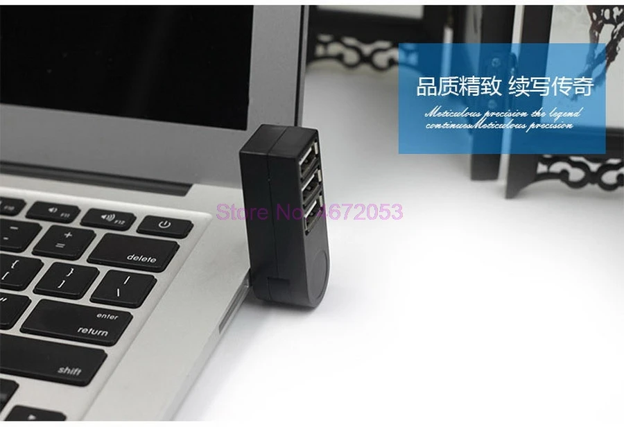 500pcs Otočná Vysokej Rýchlosti, 3 Porty ROZBOČOVAČ USB 2.0 USB Rozbočovač Adaptér pre Notebook/Tablet Obrázok 1