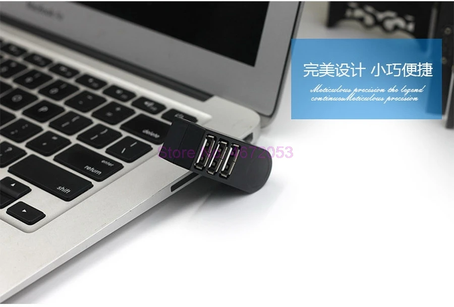 500pcs Otočná Vysokej Rýchlosti, 3 Porty ROZBOČOVAČ USB 2.0 USB Rozbočovač Adaptér pre Notebook/Tablet Obrázok 2