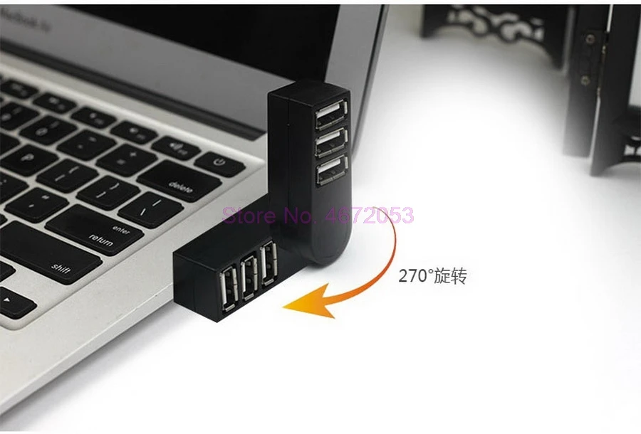 500pcs Otočná Vysokej Rýchlosti, 3 Porty ROZBOČOVAČ USB 2.0 USB Rozbočovač Adaptér pre Notebook/Tablet Obrázok 3