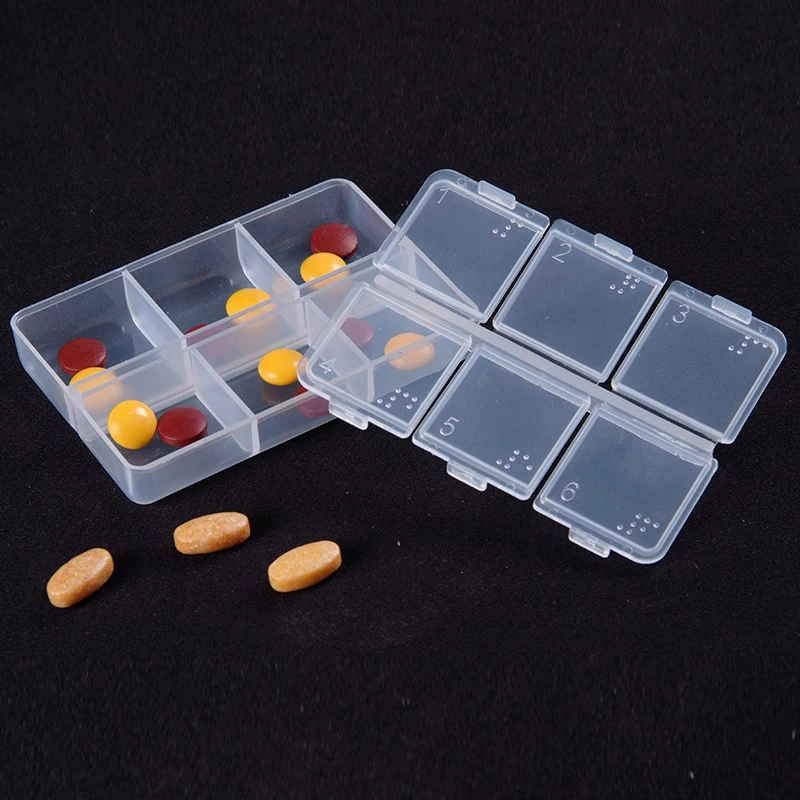 6 Drog Tablet Cestovné Pilulku Prípadoch Kontajner Braillovom Tabletky Medicíny Dávkovač Skladovanie Prípade Boxy Organizátor таблетница Pilulku Box Obrázok 0