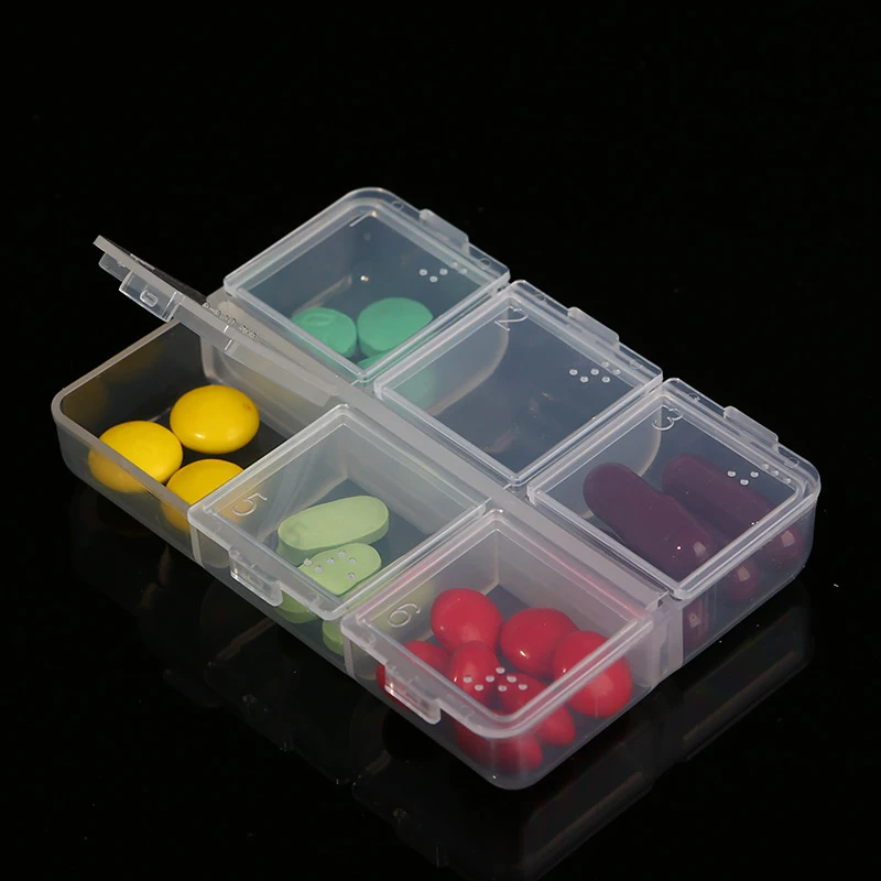 6 Drog Tablet Cestovné Pilulku Prípadoch Kontajner Braillovom Tabletky Medicíny Dávkovač Skladovanie Prípade Boxy Organizátor таблетница Pilulku Box Obrázok 2