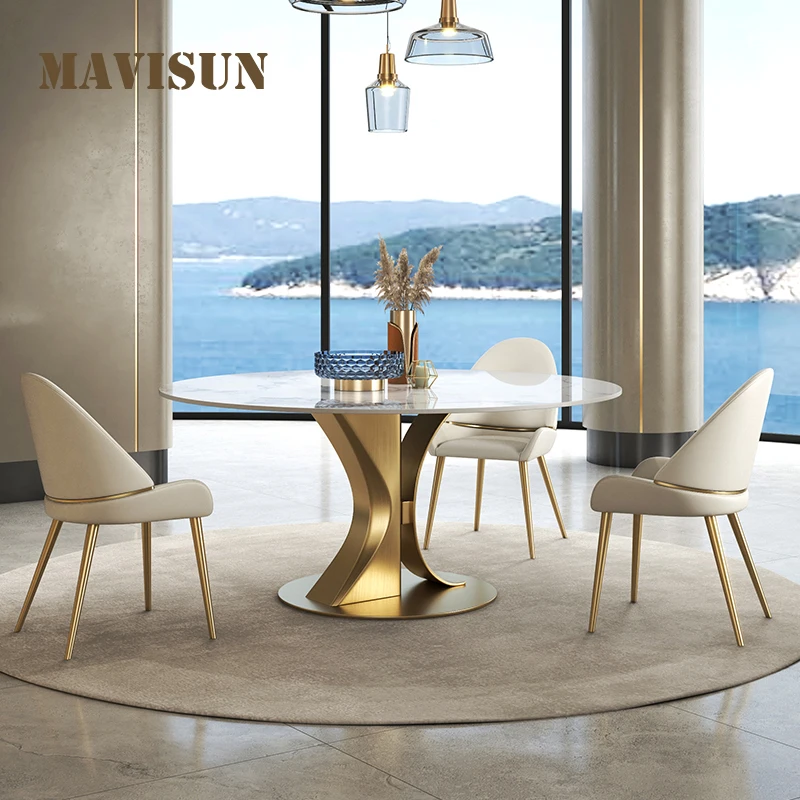 Bridlice Jedálenský Stôl Gramofónu Dizajnér Tvorivé Svetlo Luxusný Moderný Minimalistický Domácnosti Svetlé Pandora Mramoru Okrúhleho Stola Obrázok 1