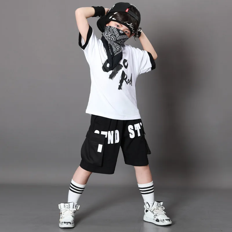 Chlapci v Lete Hip Hop Oblek Čiernej Krátky Rukáv T-shirt + Šortky 2piece Sady Dospievajúce Deti Voľné Športové Oblečenie 4 6 8 10 12 14 r Obrázok 4