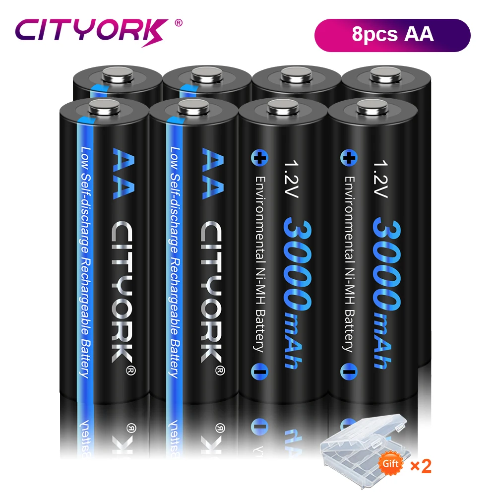 CITYORK 4-16PCS 1.2 V, AA NIMH Nabíjateľné Batérie 3000mAh AA HR6 NI-MH Batérie AA Bunky S LCD 1.2 V, AA, AAA Batérie, Nabíjačky Obrázok 0