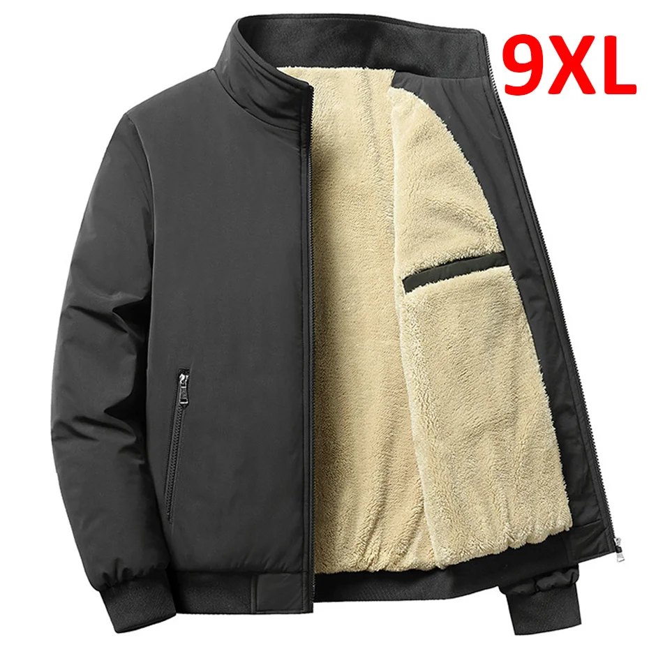 Flce Bunda Mužov Hrubé Zimné Bundy Kabáty Plus Veľkosť 8XL jednofarebné Sako Módne Bežné Outwear Veľká Veľkosť 8XL Teplý Kabát Obrázok 0