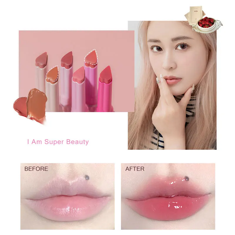 Flortte Láska Tvar Jelly Rúže Stick Nahé Vody Lesklý Lesklý Lesk Na Pery Zrkadlo Nepremokavé Lip Glaze Labial Kórejský Make-Up Obrázok 1