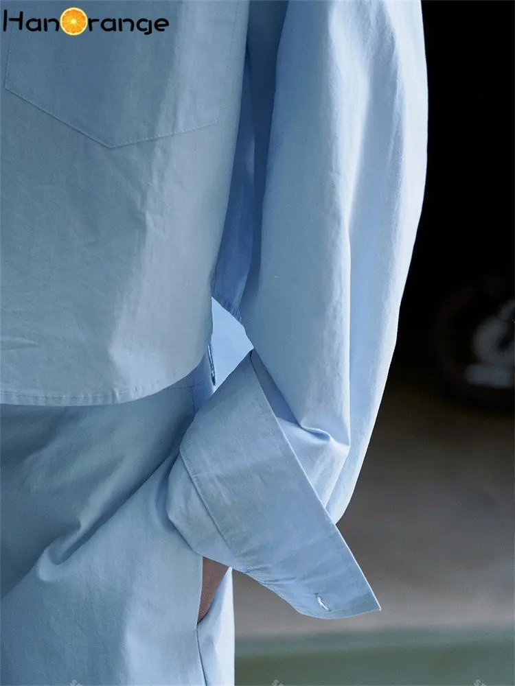 HanOrange 2023 Lete Nové Jednoduché Čistej Bavlny Opaľovací Krém Tričko Ženy Pohodlné Bežné Singel Svojim Top Žena Modrá Obrázok 3