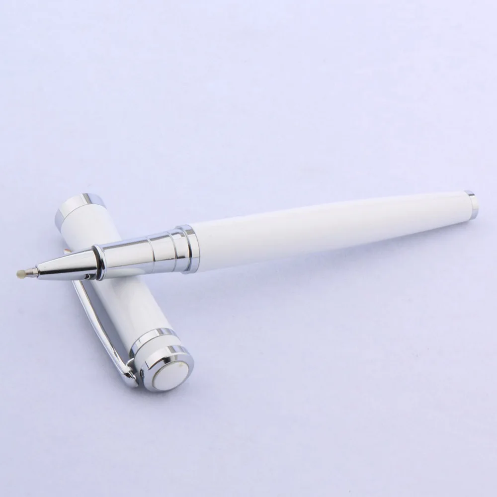 kovové 3035 čisto biely, Hladký So Striebornou Obrubou Roller guličkové Pero Obrázok 1
