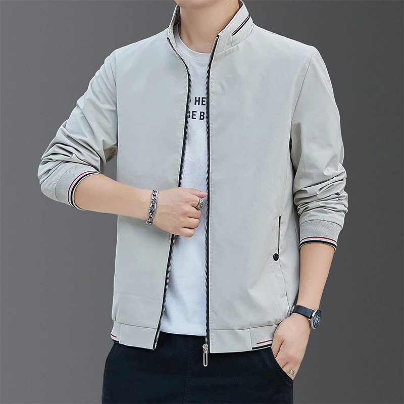 Najnovšie Jar a na Jeseň Bunda kórejský pánske Sako Slim Business Kabát Trend Tenké Bežné Farbou Top Mens Bundy pre Khaki Obrázok 0