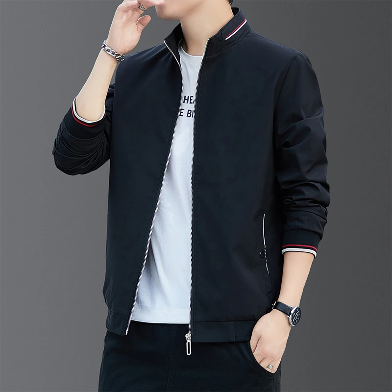 Najnovšie Jar a na Jeseň Bunda kórejský pánske Sako Slim Business Kabát Trend Tenké Bežné Farbou Top Mens Bundy pre Khaki Obrázok 2