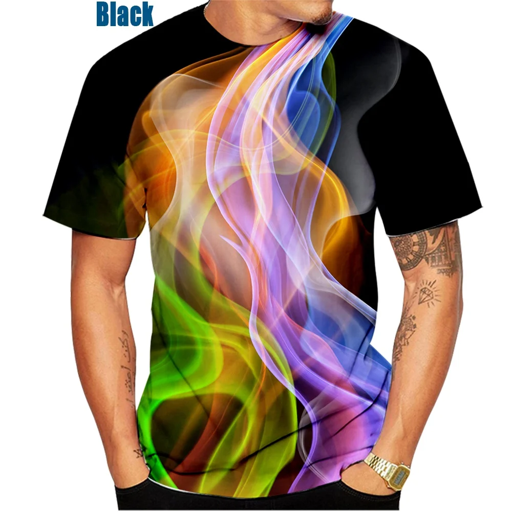 Nové Módne Najnovšie 3D Rainbow Corlorful Tlače Čiernej A Bielej Závrat HypnoticT Módne Tričko-Krátke rukávy T-shirt Obrázok 5