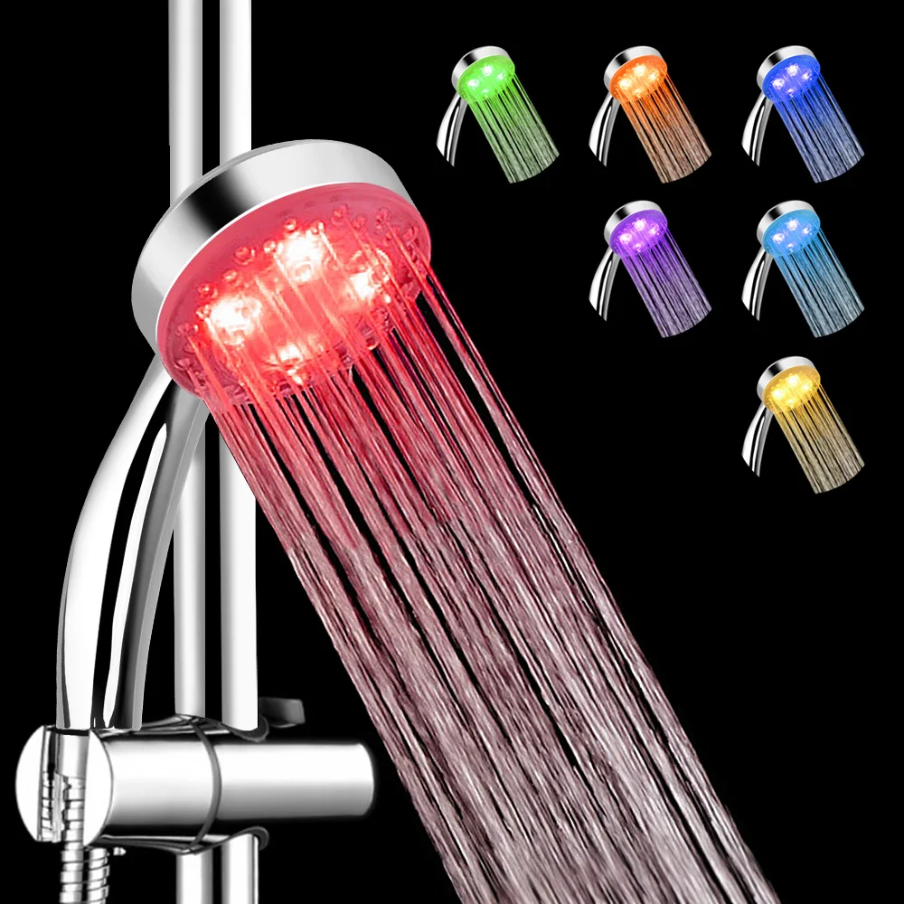 Námestie Pevné Showerhead Zrážok Top Sprej LED Sprcha Hlavu Ultra-Tichý 7 Farieb Postupná Zmena 3 farby Snímač Teploty Obrázok 2