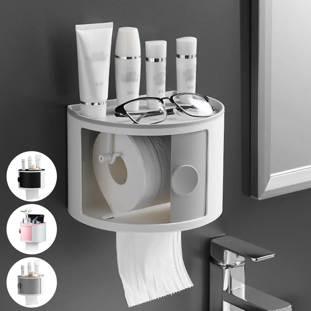 Punch-zadarmo Toaletný Papier Držiak tkaniva box Vodotesný Mobilný Telefón Skladovanie Toaletný Papier Úložný Stojan Tkaniva Kúpeľňa Dodávky Obrázok 0