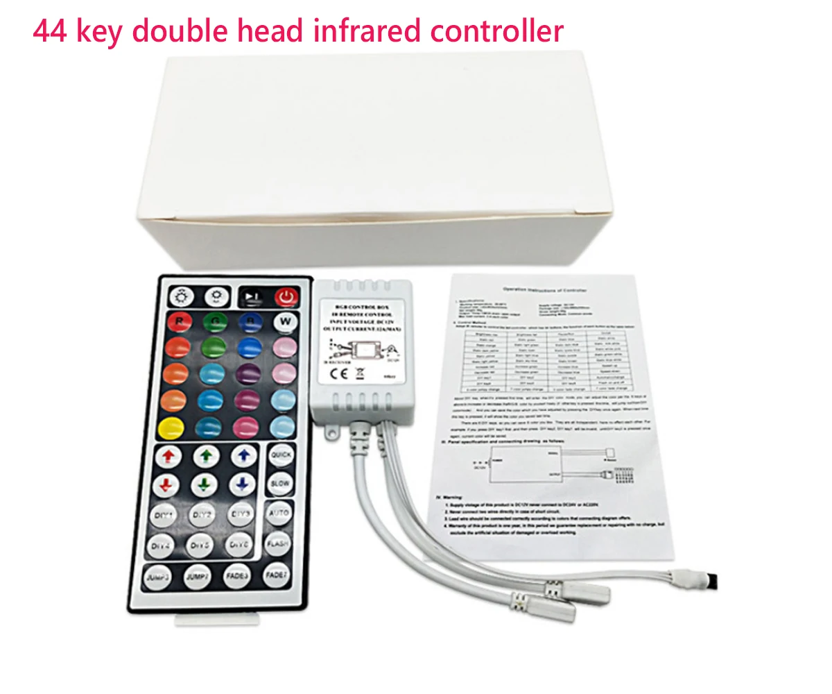 RGB LED Controller 44 Tlačidlo Dual Výstupný Port Konektory DC12V IR Diaľkové ovládanie pre 5050 3528/2835 RGB led pásy svetla Obrázok 2