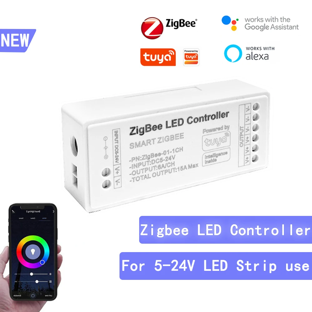 Tuya Zigbee RGB Controller 15A 5V-24V RGBW RGB+SCS RGB CCT Stmievač Osvetlenia LED Pásy Radič Podpora Smart Život Alexa Google Obrázok 0