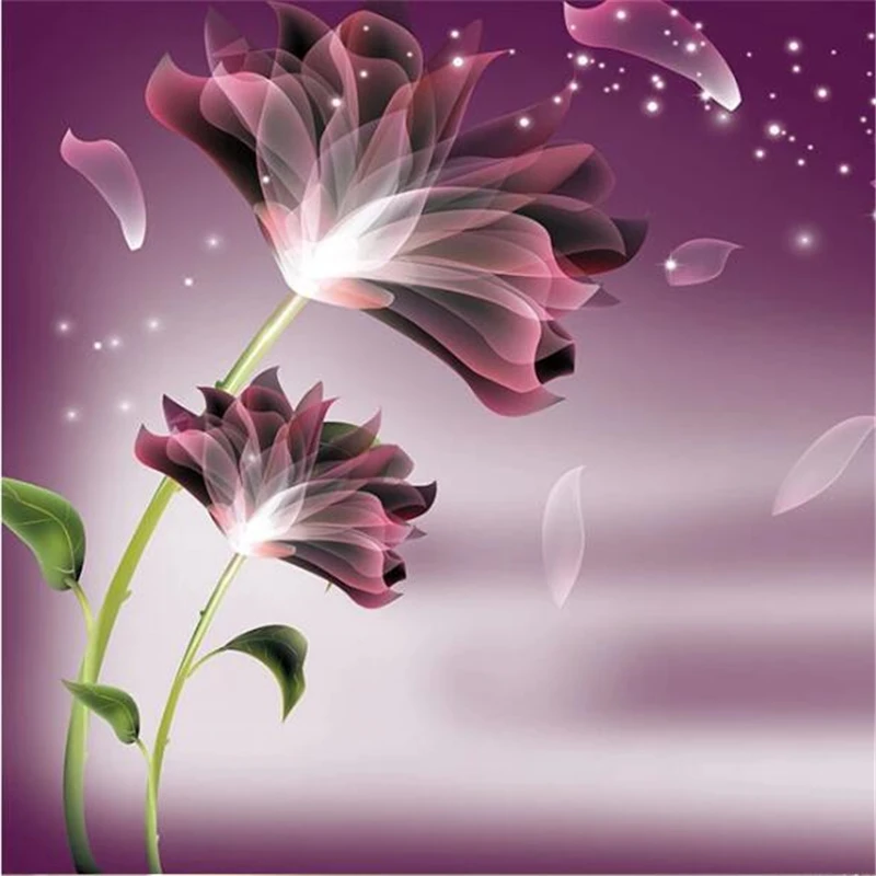 wellyu abstraktných de parede Vlastnú tapetu nástenná maľba módne domáce dekorácie fialový kvet sen lily lily TV tapetu pozadia Obrázok 1